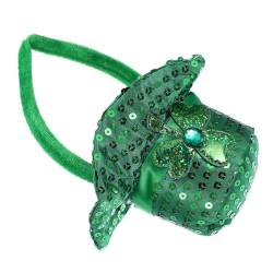 DRESSOOS Pailletten-Hut-Stirnband Accessoires zum St. Pattys Day St. Patricks Day Hut Tiara Make-up-Stirnband Haarschmuck für Frauen Kleeblatt-Haarreifen bilden Zylinder Haarring Requisiten von DRESSOOS