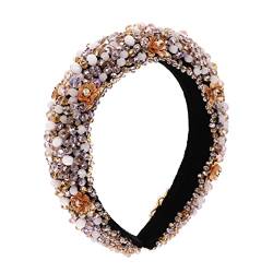 DRESSOOS Perlenstirnbänder Stirnband Mit Kristallperlen Haarschmuck Leichter Luxus Schwamm Barockes Haarband von DRESSOOS