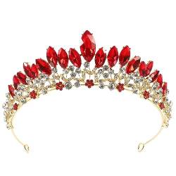DRESSOOS Rote Hochzeitskrone für die Braut tiara crowns Brautkronen für die Hochzeit Cosplay-Zubehör Modellieren Haarschmuck Stirnband Kopfbedeckung Fräulein weißer Diamant Strasssteine von DRESSOOS