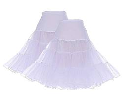 DRESSTELLS 1950 Petticoat Reifrock Unterrock Petticoat Underskirt Crinoline für Rockabilly Kleid 2-Pakete(White) L von DRESSTELLS