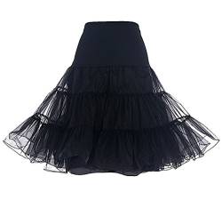 DRESSTELLS 1950 Petticoat Reifrock Unterrock Petticoat Underskirt Crinoline für Rockabilly Kleid Black S von DRESSTELLS
