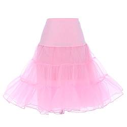 DRESSTELLS 1950 Petticoat Reifrock Unterrock Petticoat Underskirt Crinoline für Rockabilly Kleid Pink L von DRESSTELLS