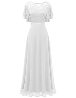 DRESSTELLS Cocktailkleid Damen Elegant für Hochzeit Kleider Damen Festlich Elegant Hochzeit Ball White XL von DRESSTELLS