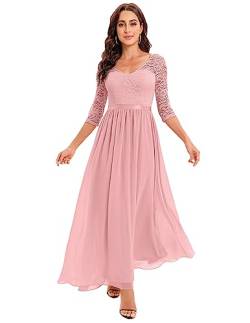 DRESSTELLS Damen Ballkleid Damen Lang Brautjungfernkleider lang elegant Chiffon Abendkleid Maxilang Blush 2XL von DRESSTELLS