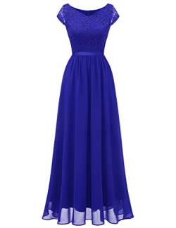 DRESSTELLS Damen Cocktail-Party-Kleid Ballkleider lang Chiffon Abendkleider Lang V Ausschnitt Brautjungfernkleid Lang Royalblue XL von DRESSTELLS