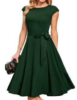 DRESSTELLS Damen Elegant Brautmutterkleider Hochzeitskleider Audrey Hepburn Kleid Damen Elegant Hochzeit Cocktailkleid DarkGreen L von DRESSTELLS