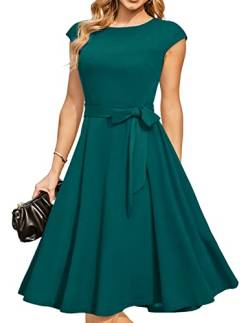 DRESSTELLS Damen Elegant Brautmutterkleider Hochzeitskleider Audrey Hepburn Kleid Damen Elegant Hochzeit Cocktailkleid Turquoise L von DRESSTELLS