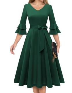 DRESSTELLS Damen Hochzeitsgastkleid Flare Ärmelkleid Bevölkerung Cocktailkleider für Frauen Vintage Kleider für Frauen Schöne und Elegante DarkGreen XL von DRESSTELLS