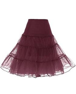 DRESSTELLS Damen Rockabilly Petticoat Unterrock Reifrock Underskirt Crinoline für Rockabilly Kleid Underskirt Burgundy M von DRESSTELLS