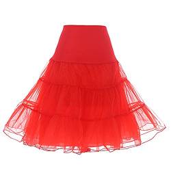 DRESSTELLS Damen Tuell Rock pettycoat Fuer Vintage Kleider Reifrock Unterrock Petticoat Underskirt Crinoline für Rockabilly Kleid Red L von DRESSTELLS