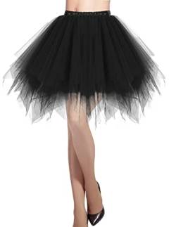 DRESSTELLS Karneval Damen Kostüm Tüllrock Tütü Minirock Tanzkleid 50er Tütü Rock Petticoat Unterrock für Karneval Party Kostüm Cosplay Black XL von DRESSTELLS