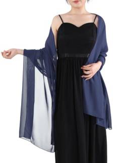 Dresstells Chiffon Schal Stola für Abendkleider in Verschiedenen Farben Navy 200cmX75cm/ Large von DRESSTELLS