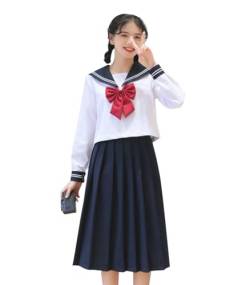 Damen Mädchen A-Linie Plissee-Rock Set,Japanische Schule Rock JK Uniformen,Hemd & Rock mit Krawatte von DRGE