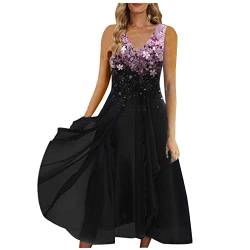 DRILEND Aiki Damen Kleid, Kleid Damen Elegant Sommerkleid Kurz Mit Hose Drunter Midikleid Damen Steampunk Kleider Sommer Tüllrock Lang Moderne Brautmutterkleider Girl Aesthetic Abendkleid (Rosa,L) von DRILEND