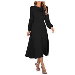 DRILEND Cocktailkleid Hochzeit,Abendkleid Schwarz Lang Abendkleid Grün Kleider Hosenkleid Leinenkleider Damen Brautmutter Mode Trachtenkleider Hochzeitskleider Blümchenkleid Tüll(Schwarz-a,L) von DRILEND