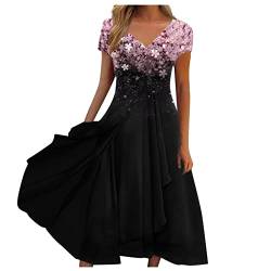 DRILEND Kleid Hochzeitsgast, Sexy Damen Für Tunika Kleid Damen Sommer Prom Dress Damen Kleidung Wickelkleid Damen Sommer Damen Sommerkleid Nixe Kleid Shepicker Kleid Kleid Leinen(Schwarz,L) von DRILEND