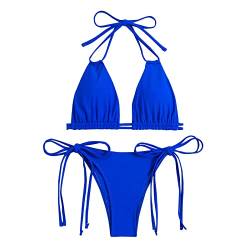 DRILEND Sexy Bikini, Bikini Bikini-Sets Für Damen Push Up Sport Bikini Damen Set Push Up Sexy Damen Bikini Sport Spanien Sonnendurchlässig Schwimmunterricht(Blau,M) von DRILEND