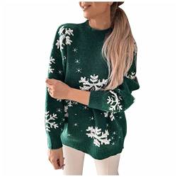 DRILEND Weihnachts Pullover Pole,Damen Personalisiert Norwegischer Pullover Damen Vintage 80Er Für Zwei 2 Stü Pullover Damen Windstopper Spitze Pullover Schöne Rollkragenpulli(3-Grün,M) von DRILEND