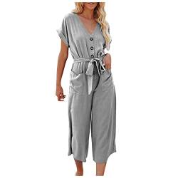 Jogging Damen,Sommer Hosen Für Damen Lang Swat Hose Jumpsuit Damen Herbst Elegant Ganzheitliches Yoga Arbeitshose Joga Hosen Damen Gefütterte Jeans Damen Cargohose Für Damen(A-Grau,S) von DRILEND