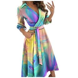 Kleid Sommer Kurz, Leinenkleid Damen Sommer 20Er Jahre Kleid Damen Kleider Elegant Festlich Pareos & Strandkleider Für Damen Elegante Kleider Damen Neckholder Kleid Damen Sommerkleid (Violett,XL) von DRILEND