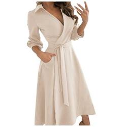 Reagware Damen Kleid, Sexy Kleid Damen 20Er Jahre Kleid Piraten Kleid Sommerrock Damen Tüllrock Damen Lang Sommer Kleider Abendkleid Damen Datenight Kleid Kurzes Weißes Kleid(Beige,M) von DRILEND