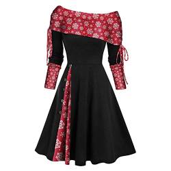 Weihnachten Ballkleider Damen Lang, Etuikleid Kleider Damen Sexy Abendkleider Lang Mit Ärmeln Schwarzes Kleid Mit Schlitz Trägerkleid Herbst Winterrock Damen(3-Schwarz,XXL) von DRILEND