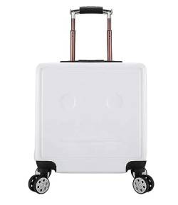 DRMEE Reisekoffer 18-Zoll-Gepäck, Verstellbarer Trolley-Koffer Für Reisen, Geschäftsreisen, Einsteigen, Zahlenschloss Suitcase Rollkoffer (Color : White, Size : 18in) von DRMEE