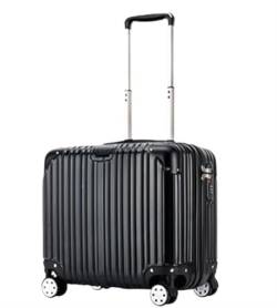DRMEE Reisekoffer 18-Zoll-Gepäck-Koffer Mit Leichtem Hartkanten-Koffer, Kleiner Bord-Handgepäck-Koffer Suitcase Rollkoffer (Color : Black, Size : 18inch) von DRMEE
