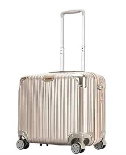 DRMEE Reisekoffer 18-Zoll-Gepäck-Koffer Mit Leichtem Hartkanten-Koffer, Kleiner Bord-Handgepäck-Koffer Suitcase Rollkoffer (Color : Gold, Size : 18inch) von DRMEE