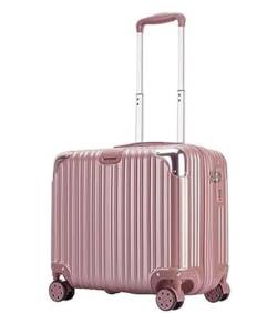 DRMEE Reisekoffer 18-Zoll-Gepäck-Koffer Mit Leichtem Hartkanten-Koffer, Kleiner Bord-Handgepäck-Koffer Suitcase Rollkoffer (Color : Rosa, Size : 18inch) von DRMEE