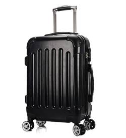 DRMEE Reisekoffer 20-Zoll-Hartschalenkoffer Für Geschäftsreisen, Tragbare Koffer Mit Rädern Und Doppeltem Reißverschluss Suitcase Rollkoffer (Color : Black, Size : 20inch) von DRMEE