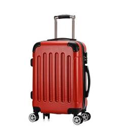 DRMEE Reisekoffer 20-Zoll-Hartschalenkoffer Für Geschäftsreisen, Tragbare Koffer Mit Rädern Und Doppeltem Reißverschluss Suitcase Rollkoffer (Color : Rood, Size : 20inch) von DRMEE