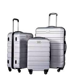 DRMEE Reisekoffer 3-teiliges ABS-Gepäckset Mit TSA-Schlössern, Inklusive 20", 24", 28" Spinner-Koffer Suitcase Rollkoffer (Color : Silver, Size : 20+24+28in) von DRMEE