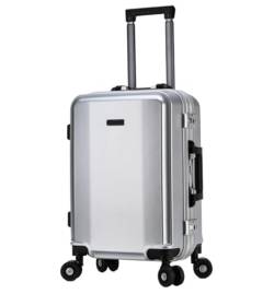 DRMEE Reisekoffer Aluminiumrahmen, Doppelschnalle, Passwort, Gepäck, externer USB-Lade-Smart-Koffer Suitcase Rollkoffer (Color : C, Size : 26in) von DRMEE