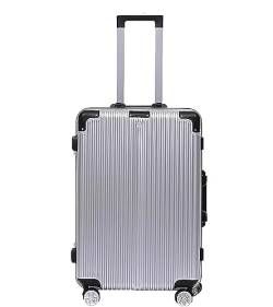 DRMEE Reisekoffer Aluminiumrahmen-Handgepäck-Sicherheits-Koffer Mit Zahlenschloss, Verstellbarer Trolley Suitcase Rollkoffer (Color : Silver, Size : 24 inch) von DRMEE