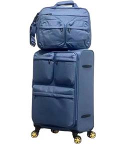 DRMEE Reisekoffer Erweiterbares Rollgepäck, 2-teiliges Set, Drehbare Räder, TSA-Schloss Für Reisen Suitcase Rollkoffer (Color : Blue, Size : 24in) von DRMEE
