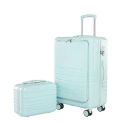 DRMEE Reisekoffer Gepäck-Koffer-Teileset, Handgepäck-Rollwagen Aus ABS + PC, Langlebiges Reisegepäck Suitcase Rollkoffer (Color : Blue, Size : 24+14in) von DRMEE