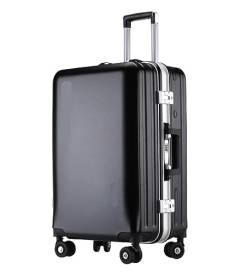DRMEE Reisekoffer Koffer, Aluminiumrahmen, USB-wiederaufladbares Gepäck, Hartschalenkoffer Mit Rollen Suitcase Rollkoffer (Color : Black, Size : 20inch) von DRMEE
