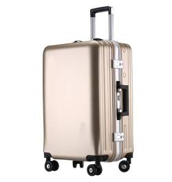 DRMEE Reisekoffer Koffer, Aluminiumrahmen, USB-wiederaufladbares Gepäck, Hartschalenkoffer Mit Rollen Suitcase Rollkoffer (Color : Gold, Size : 20inch) von DRMEE
