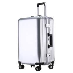 DRMEE Reisekoffer Koffer, Aluminiumrahmen, USB-wiederaufladbares Gepäck, Hartschalenkoffer Mit Rollen Suitcase Rollkoffer (Color : Sliver, Size : 22inch) von DRMEE