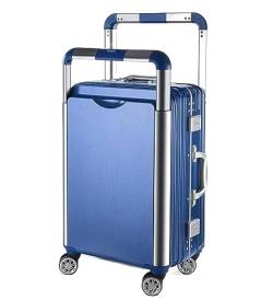 DRMEE Reisekoffer Koffer Mit Rädern, Hartschalen-Aluminiumrahmen, Für Liebhaber Von Gepäck, Stauraum Mit Großer Kapazität Suitcase Rollkoffer (Color : Blue, Size : 24inch) von DRMEE