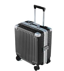 DRMEE Reisekoffer Koffer Mit Rollen, Großes Fassungsvermögen, Handgepäck, Abnehmbare Trennwand Suitcase Rollkoffer (Color : Black, Size : 18in) von DRMEE