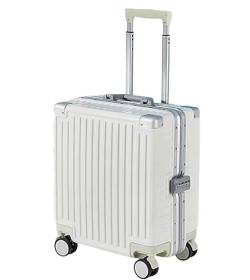 DRMEE Reisekoffer Koffer Mit Rollen, Großes Fassungsvermögen, Handgepäck, Abnehmbare Trennwand Suitcase Rollkoffer (Color : White, Size : 18in) von DRMEE