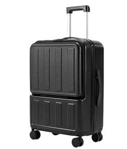 DRMEE Reisekoffer Koffer Mit USB-Ladeanschluss, Erweiterbares Gepäck Mit TSA-Zahlenschloss Suitcase Rollkoffer (Color : Black, Size : 20inch) von DRMEE