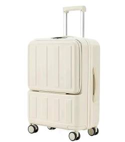 DRMEE Reisekoffer Koffer Mit USB-Ladeanschluss, Erweiterbares Gepäck Mit TSA-Zahlenschloss Suitcase Rollkoffer (Color : White, Size : 20inch) von DRMEE