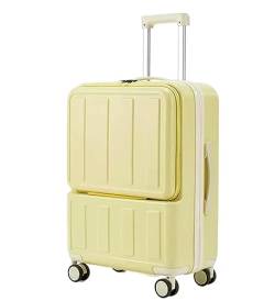 DRMEE Reisekoffer Koffer Mit USB-Ladeanschluss, Erweiterbares Gepäck Mit TSA-Zahlenschloss Suitcase Rollkoffer (Color : Yellow, Size : 22inch) von DRMEE
