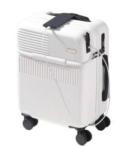 DRMEE Reisekoffer Koffer Mit USB-Ladeanschluss, TSA-Zahlenschloss, Universal-Rollgepäckkoffer Suitcase Rollkoffer (Color : White, Size : 24in) von DRMEE
