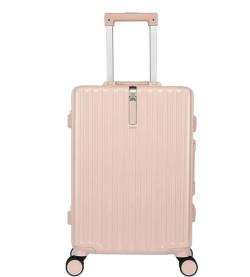 DRMEE Reisekoffer Leichter Und Robuster Kabinenkoffer. Leichtes ABS-Handgepäck Mit 4 Spinnern Suitcase Rollkoffer (Color : Rosa, Size : 22 inches) von DRMEE