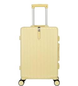 DRMEE Reisekoffer Leichter Und Robuster Kabinenkoffer. Leichtes ABS-Handgepäck Mit 4 Spinnern Suitcase Rollkoffer (Color : Yellow, Size : 20 inches) von DRMEE