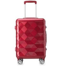 DRMEE Reisekoffer Luxus-Kabinengepäck, Multifunktionaler Trennwand-Trolley, Geräuschloser Radkoffer Suitcase Rollkoffer (Color : Rood, Size : 20in) von DRMEE